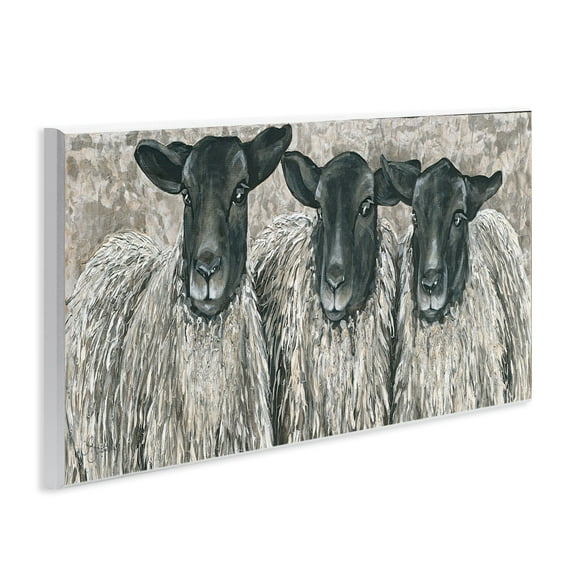 Stupell Industries Three Sheep Trio Rural Farm Animal Portrait Painting Unframed Art Print Wall Art, Design by Hollihocks Art