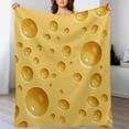 thumbnail image 5 of Cheese Blanket Realistic Funny Food Cheese Yellow Soft Cozy Lightweight Throw Blanket for Children Boys Girls Women Men Bedroom Living Room Dorm Chair Sofa Travel 50x60in, 5 of 5