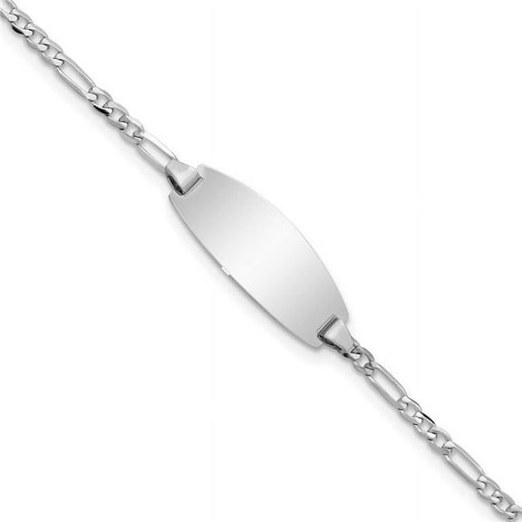 Primal Gold 14 Karat White Gold Oval Figaro ID Bracelet