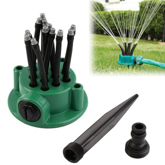 Aspersor útil para ahorrar agua, práctico aspersor giratorio de 360 ??grados, color negro y verde ShuxiuWang 8390614226449