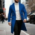 thumbnail image 3 of Havenx Mens Wool Blend Casual Trench Coat Single Brested Notch Lapel Coats Wool Blend Long Jacket Peacoat with Pockets Fall Winter Windbreaker Fashion Thermal Jacket,Blue M, 3 of 4