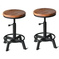 LOKKHAN Industrial Bar Stool-Set of 2,Swivel Adjustable Counter Height Stool,Farmhouse Kitchen Stools,17"-24"