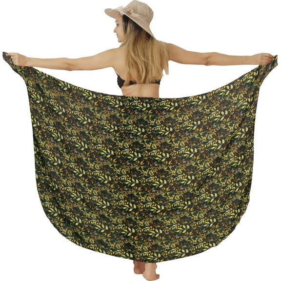 LA LEELA Women's Bikini Beach Wrap Cover up Swimwear Skirt Bathing suit Summer Wraps Sarong Swimsuits for Women One Size Brown, Floral