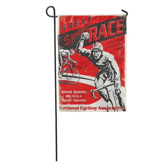 POGLIP Yellow Bicycle Biking Race Vintage Cyclist Retro Layer Bike Healthy 1940S Garden Flag Decorative Flag House Banner 12x18 inch
