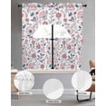 thumbnail image 3 of Cherry Blossoms Kitchen Curtains Sets 36 Inch Length with Valance, Pink Flower Blue Leaf Garden Wildflower Swag Valances and Tiers Curtain Set Drapes Swag Curtains for Living Room, Bathroom, Bedroom, 3 of 6