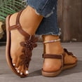 thumbnail image 5 of Dakaela Sandals for Women Flat Dressy Summer Flower Sandal with Ankle Strap Arch Support Comfortable Casual Walking Flats Shoes (8.5,Brown), 5 of 8