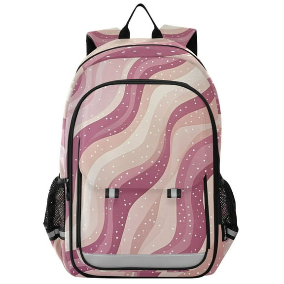 FORMRS School Backpack 17" Student Travel Bag with Laptop Compartment, Pink Brown Pattern