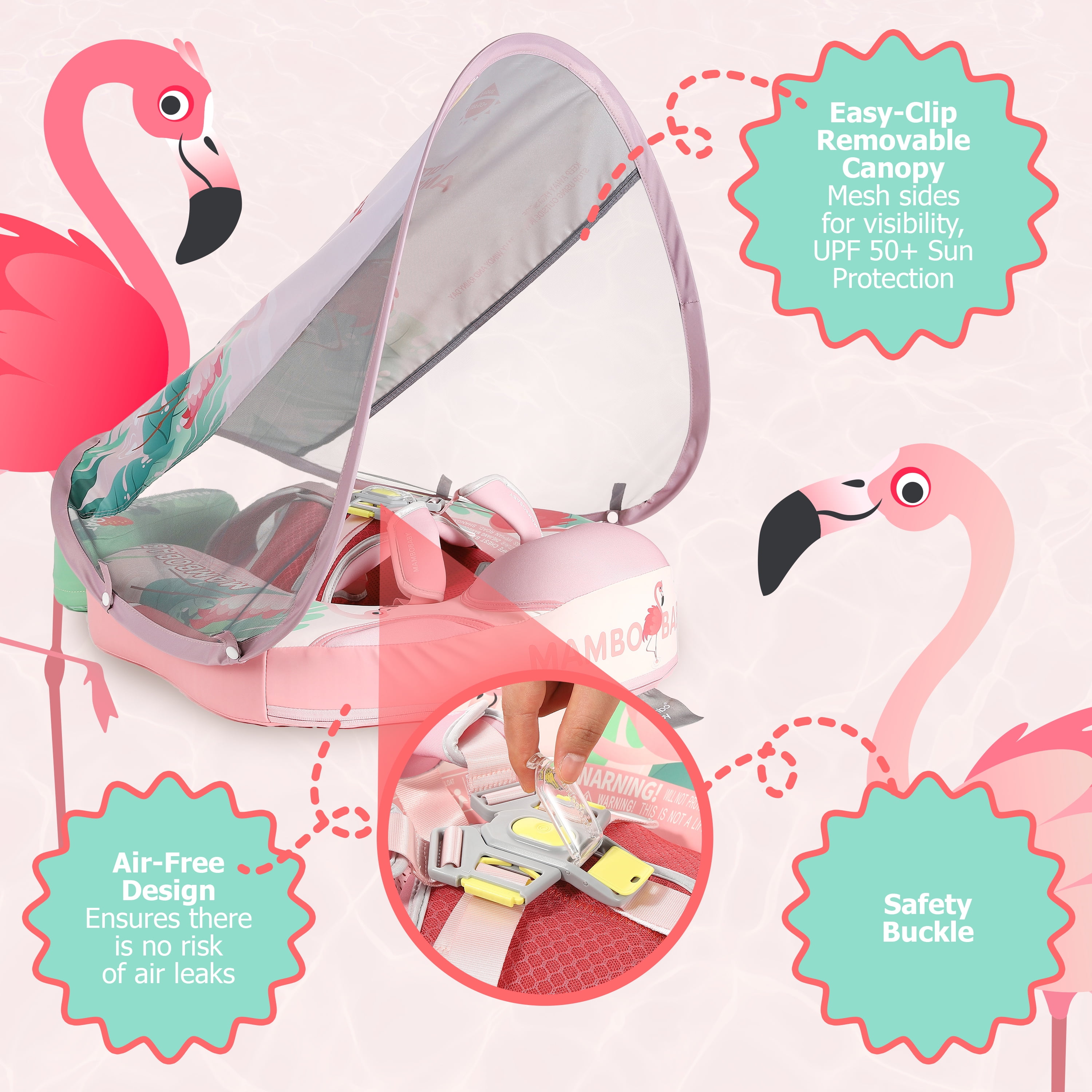 Mambobaby Baby Pool Float with Canopy- Pink