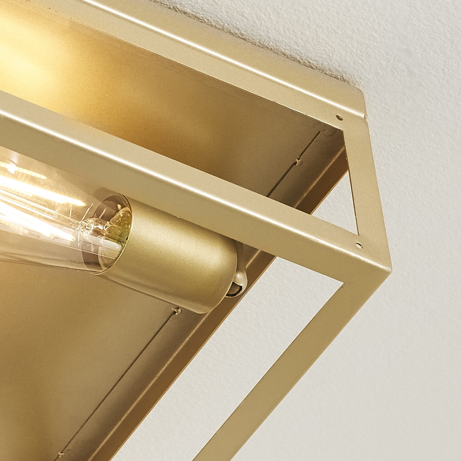 Better Homes & Gardens 12" Farmhouse Square Gold Flush Mount Ceiling Light, Metal Frame No Shade