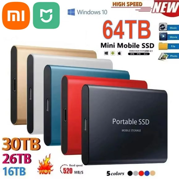 XIAOMI MIJIA Portable 128 To 64 To SSD Externe Disque Dur Moblie Haute Vitesse 16 To 8 To Disque Dur pour Ordinateur de Bureau Mobile Portable Comp