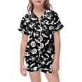 thumbnail image 5 of Halloween Pjs Tween 2Pcs Soft Breathable Silk Satin Pajamas Set Short Sleeve Button-Down Sleepwear Lounge Clothes, 5 of 5