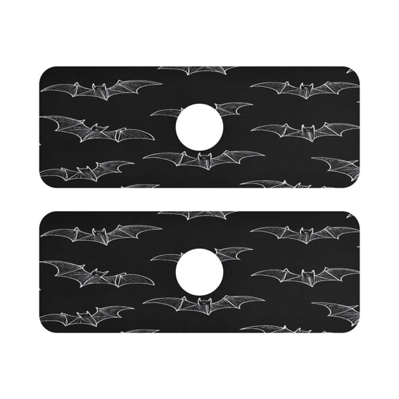 Black Bat Quick Dry Silicone Algae Faucet Pad 14.7x5.4in 2 Pack Absorbent Mat for Kitchen Sink, Bathroom Countertop