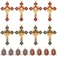 thumbnail image 1 of 1 caja de 24 crucifijos con dijes para rosario, esmaltados con diamantes de imitación, con eslabones para candelabro y colgantes de Pascua., 1 of 6