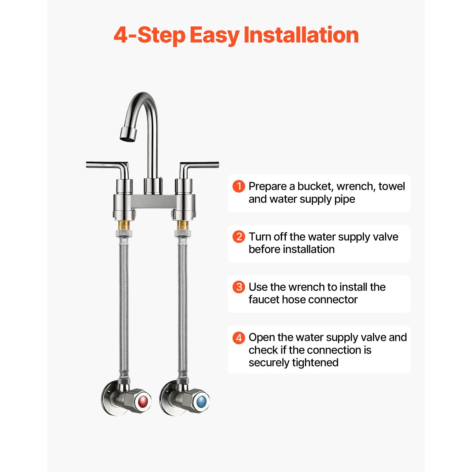 Faucet Supply Line 10-Pack, 16 Inch Braided Stainless Steel with 3/8" Comp x 1/2" FIP, TPV Inner Tube Lead-Free, CUPC Certified, Tool-Free Installation for Kitchen Bathroom