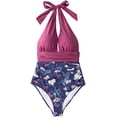 thumbnail image 2 of Women's Halter One Piece Swimsuit Keeping You Accompained Swimwear, 2 of 6