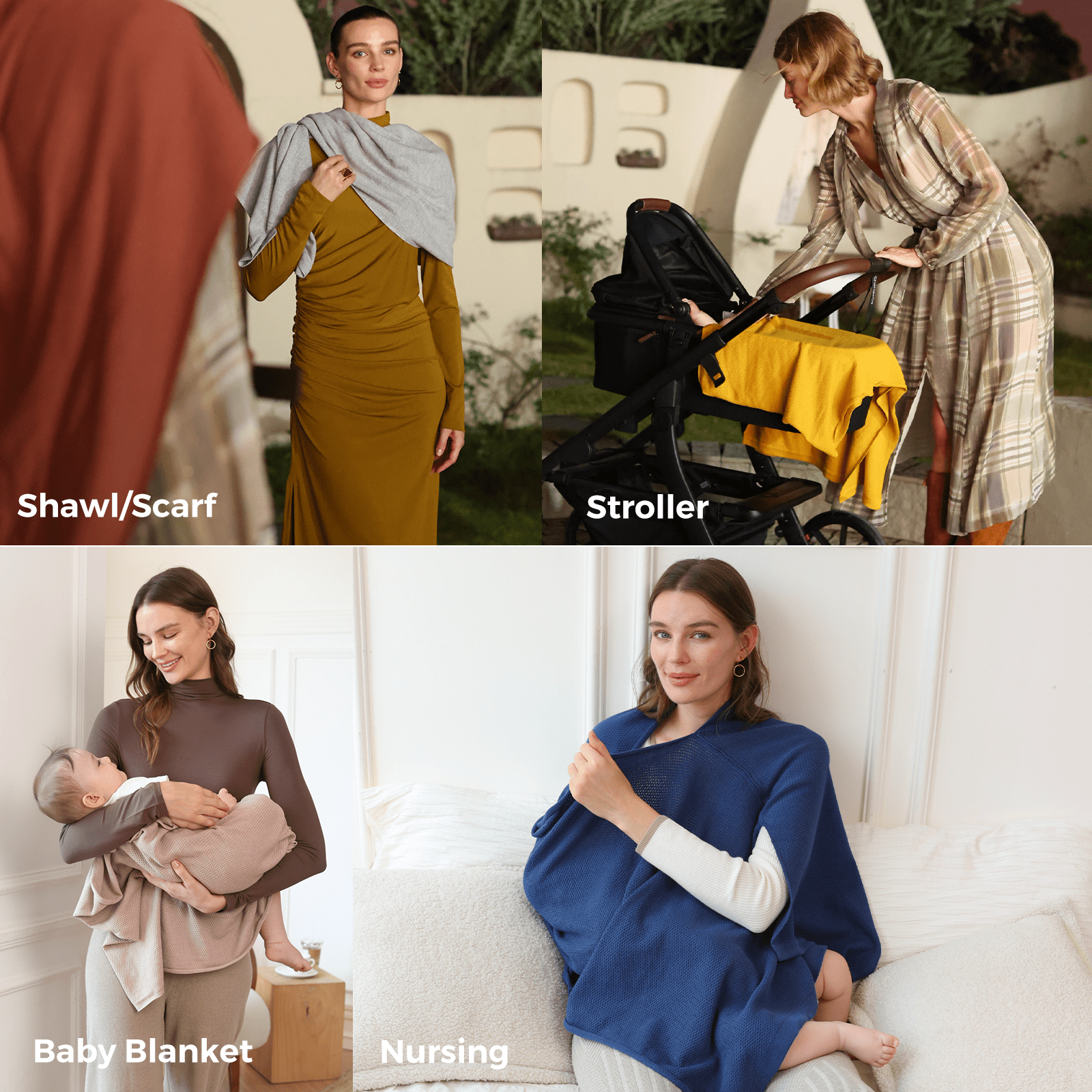Momcozy Nursing Cover for Breastfeeding, Breathable Soft Privacy Poncho, Multi-Use Nursing Shawl, Portable Breast Feeding Covers for Women, Includes Laundry Bag