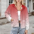 thumbnail image 3 of Jackets for Women Winter Coat Jackets Flannel Stand Collar Jacket(Aesthetic Raspberry Red And White Gradient,Size:S-4XL), 3 of 7