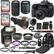 Canon EOS 80D Digital SLR Camera with EF-S 18-55mm is STM & EF 75-300mm f/4-5.6 III   500mm Preset Telephoto Zoom Lens   650-1300mm Telephoto Lens   Accessory Bundle (21 Items)