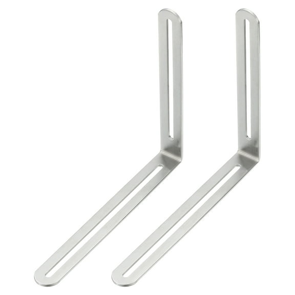 Uxcell 2 Pcs 7 22/25" Adjustable L-Shape Corner Brace with Slot Joint Right Angle Bracket, Silver