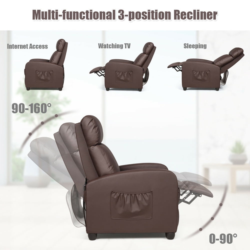 Finihen Massage Recliner Chair, Recliner Sofa Wingback Chair with Massage Function, for Living Room, Bedroom, Brown Finihen Massage Recliner Chair, Recliner Sofa Wingback Chair with Massage Function, for Living Room, Bedroom, Brown
