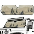 thumbnail image 2 of Uorisanigo Windshield Sun Shade for 2007-2023 Wrangler Rubicon Sahara TJ JK JKU 2 & 4 Door, Aluminum Foil Film Desert Cactus Print Sun Visor Sunshade,Effectively Blocking Heat and UV Rays, 2 of 7