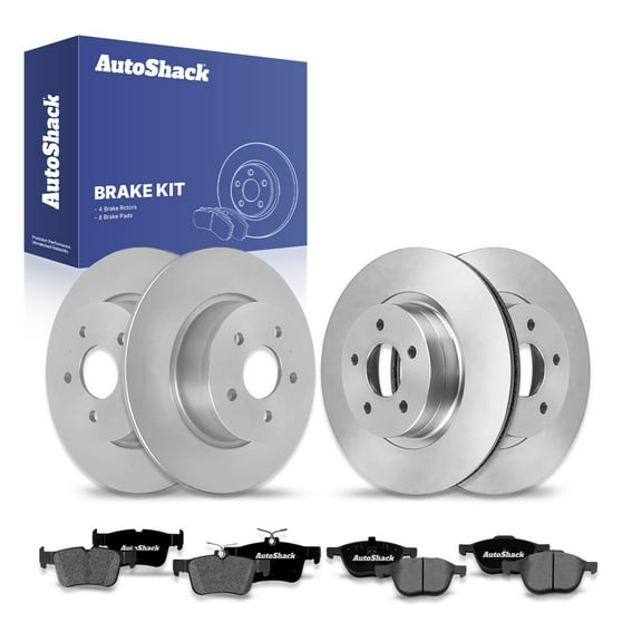 AutoShack Front Vented & Rear Solid Brake Rotors   Premium Ceramic Pads 12-PC Brake Kit Replacement for 2013-2016 Ford Escape
