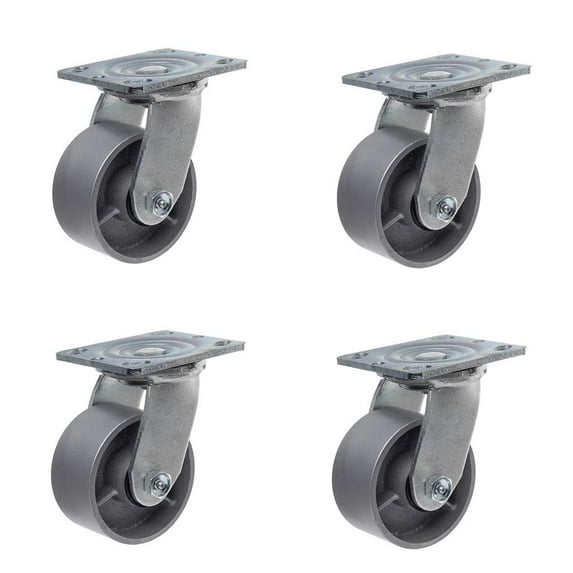 SY America Heavy Duty Steel Cast Iron Wheel Metal Swivel Plate Caster Wheels Heavy Duty High-Gauge Steel