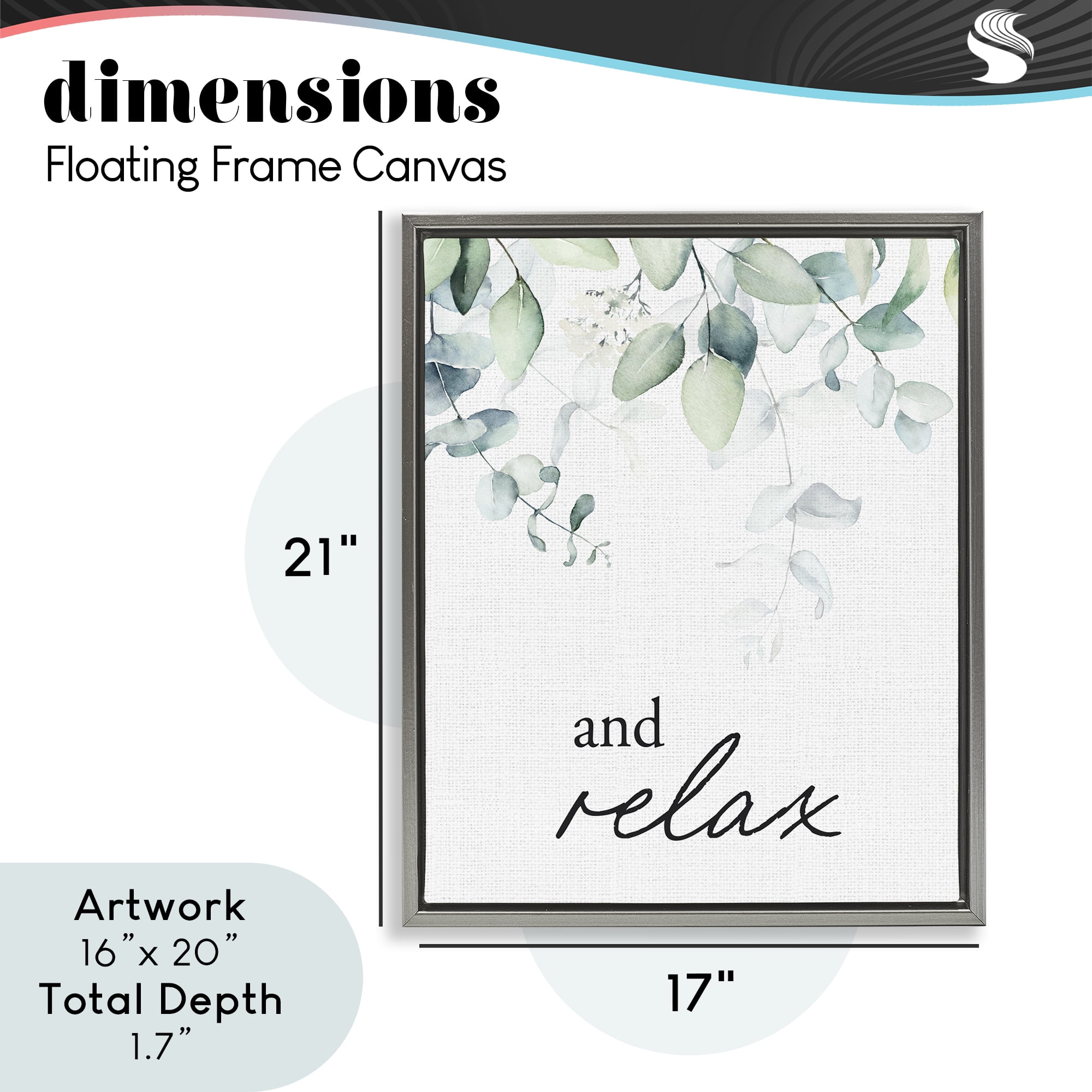 And Relax Minimal Herbs Gray Framed Floater Canvas Wall Art, design by Lettered and Lined