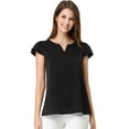 thumbnail image 3 of Camiseta Manga Tulipán Cuello En V Básico Allegra K para Mujer Negro S, 3 of 6