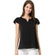 thumbnail image 3 of Camiseta Manga Tulipán Cuello En V Básico Allegra K para Mujer Negro S, 3 of 6