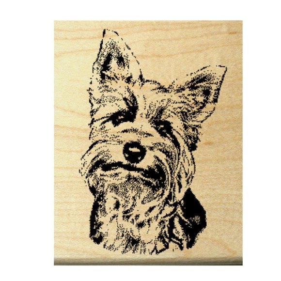 P10 Yorkshire Terrier Tampon en Caoutchouc WM 2.25x1.5 Queenie