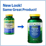 Spring Valley Rapid-Release Calcium Dietary Supplement, Softgel Capsules, Bone Health, 600 mg, 120 Count