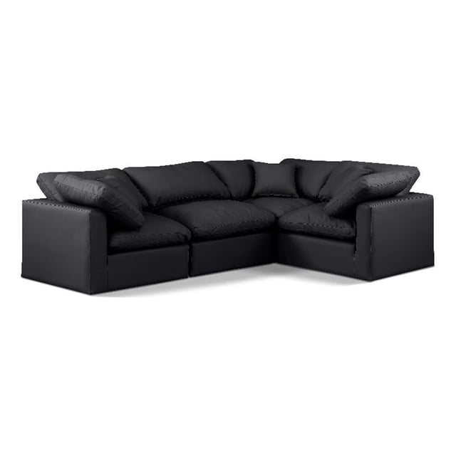 Meridian Furniture Indulge 105" Black Vegan Leather L-Shaped Modular Sectional