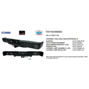 REAR STEP BUMPER ASSEMBLY; BLACK/PAINT TO MATCH; FOR STYLESIDE MODELS; WITHOUT PARK ASSIST SENSOR HOLES; WITH UPGRADE TOW PACKAGE