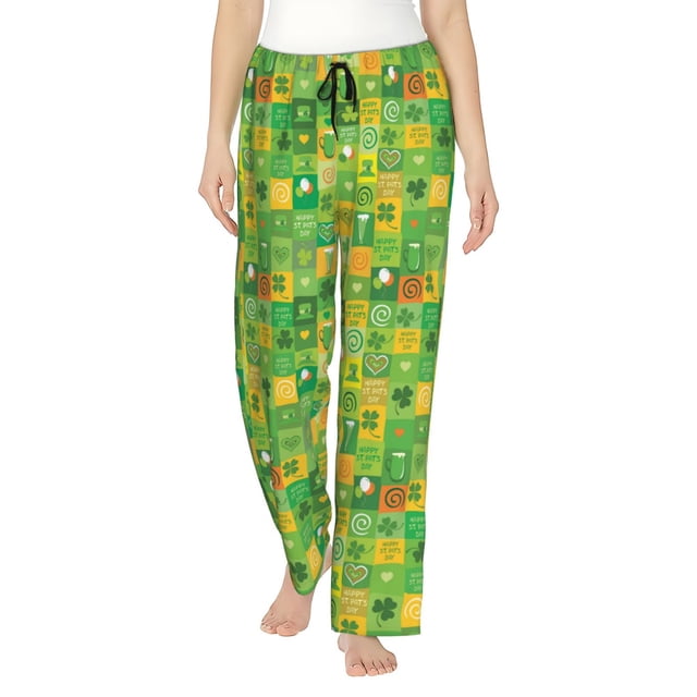 Balery St. Patrick's day Pantalones de pijama para mujer, pijamas ultraligeros, pantalones de estar por casa-Large