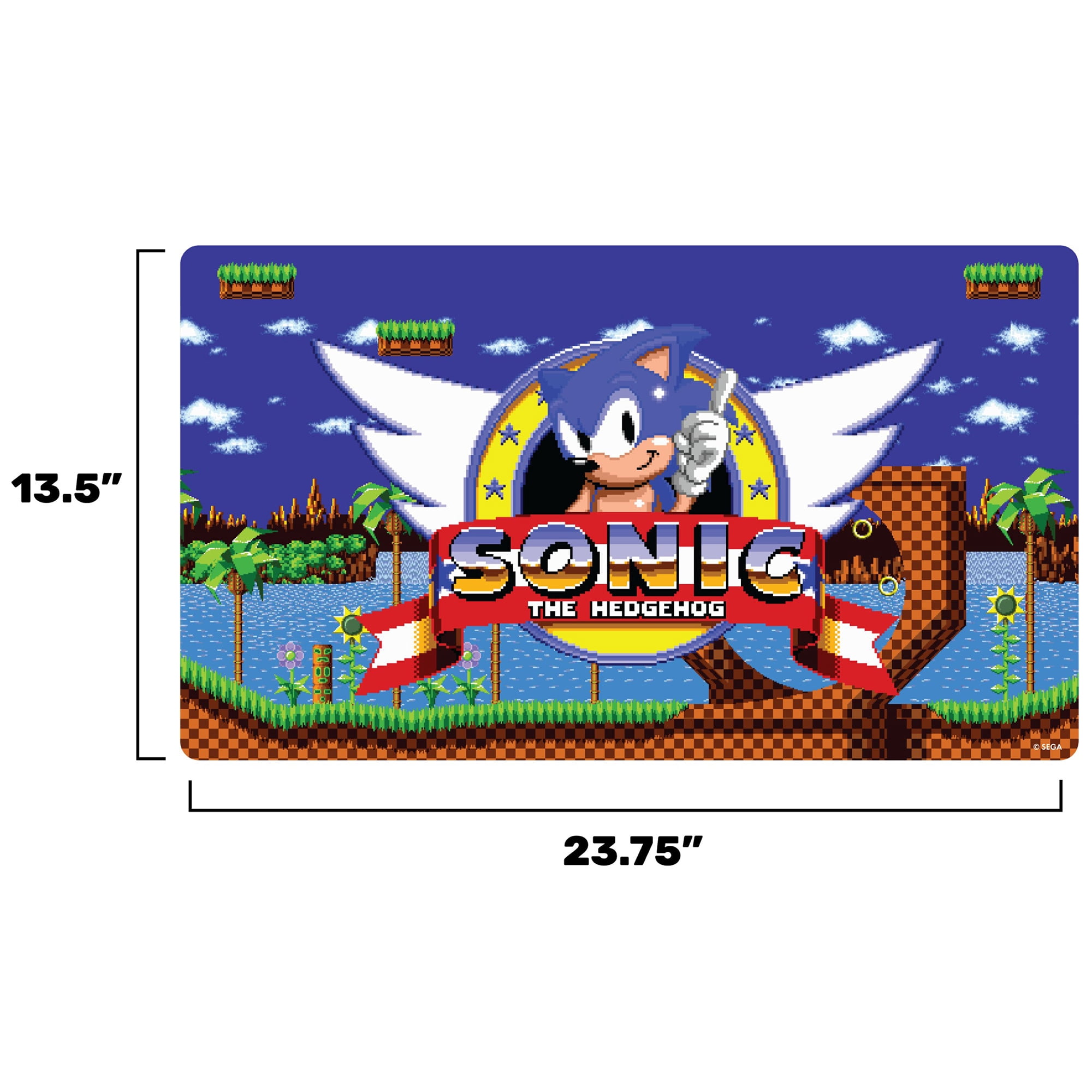 KESS: Sonic: Playmat - Green Hills Zone - 23.75 x 13.5" Neoprene, Non-Slip, Tabletop Accessory, Protection, Card-Board-Dice-CCG-RPG Games, Mouse Pad