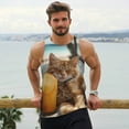 thumbnail image 6 of Lsque Relaxing Cat With Orange Juice Pattern Mens Tank Tops Muscle Athletic Quick Dry Sleeveless Workout Fitness T Shirts Beach Tank Top, Loose-fit Sleeveless Shirt for Men-X-Large, 6 of 7
