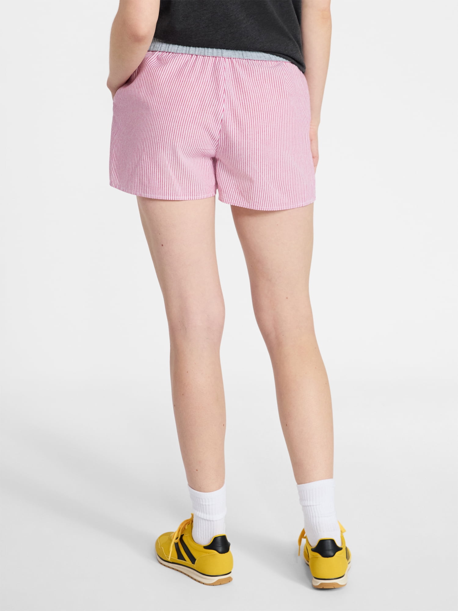 No Boundaries Cotton Boxer Shorts with Rollover Waist, 3'' Inseam, Women's XXS-XXL