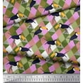 thumbnail image 3 of Soimoi Poly Georgette Fabric Check & Toucan Bird Print Sewing Fabric Yard 42 Inch Wide, 3 of 3