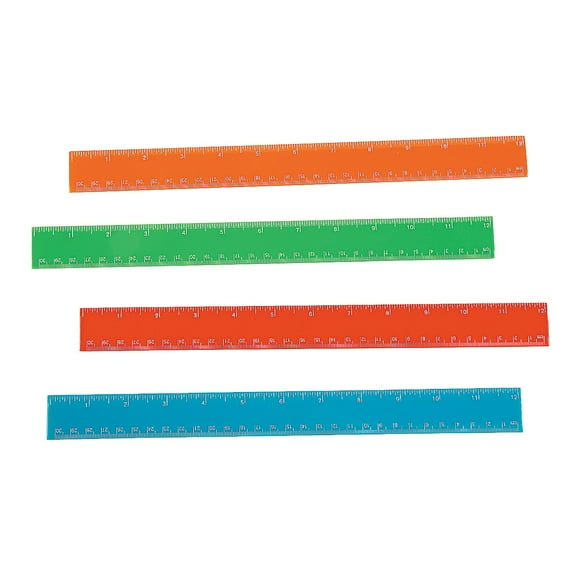 Primary Colored Rulers - Stationery - 12 Pieces