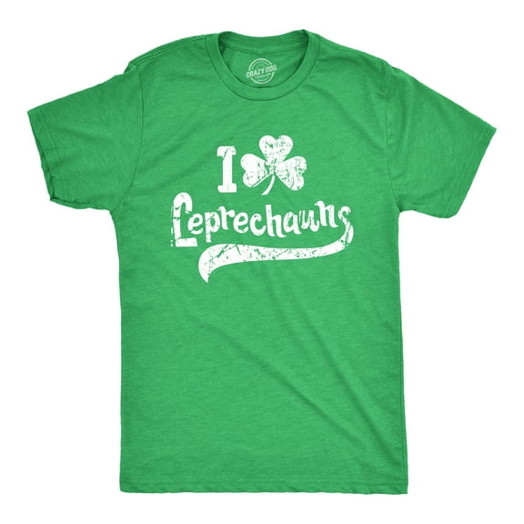 Mens I Clover Leprechauns T Shirt Funny Saint Patricks Day Cool Green Patty Tee Graphic Tees