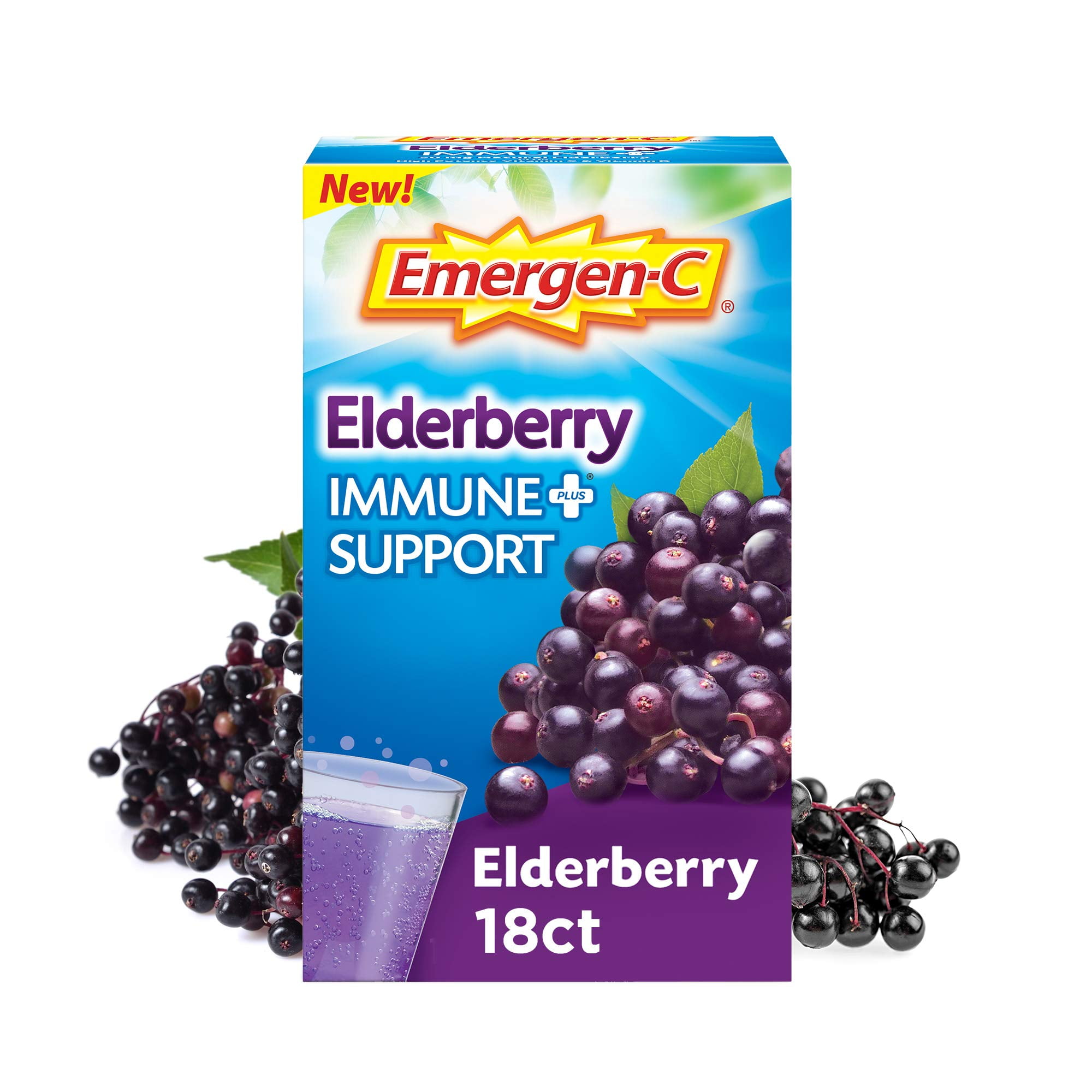 EmergenC Immune+ Vitamin C 1000mg (18 Count, Elderberry) Dietary