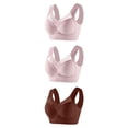 thumbnail image 4 of Sakmal No Underwire Bralettes for Women with Support Full Coverage Lace 3-Pack Back Smoothing Pink Bras for Women 2X, 4 of 4
