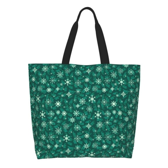 Sigee Christmas Snowflakes for Large Capacity Shopping Bag with Inner Pocket, Women's Shoulder Bag Handbag
