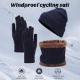 thumbnail image 4 of YAOBAMM Elastic Winter Accessories Set 3Pcs Set Unisex Winter Beanie Hat Scarf Set Warm Fleece Lining Knit Hat Touch Screen Neck Scarf Set, 4 of 7