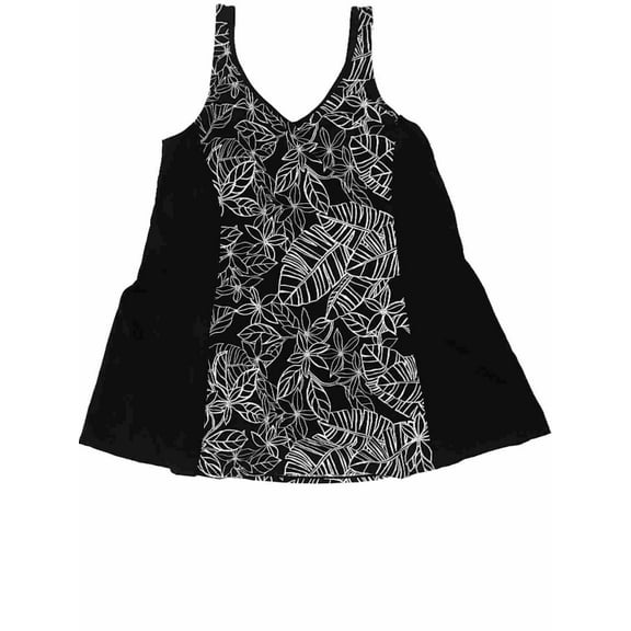 Womens Black & White Flower One Piece Floral Daisy Faux Top Swimming Suit 10