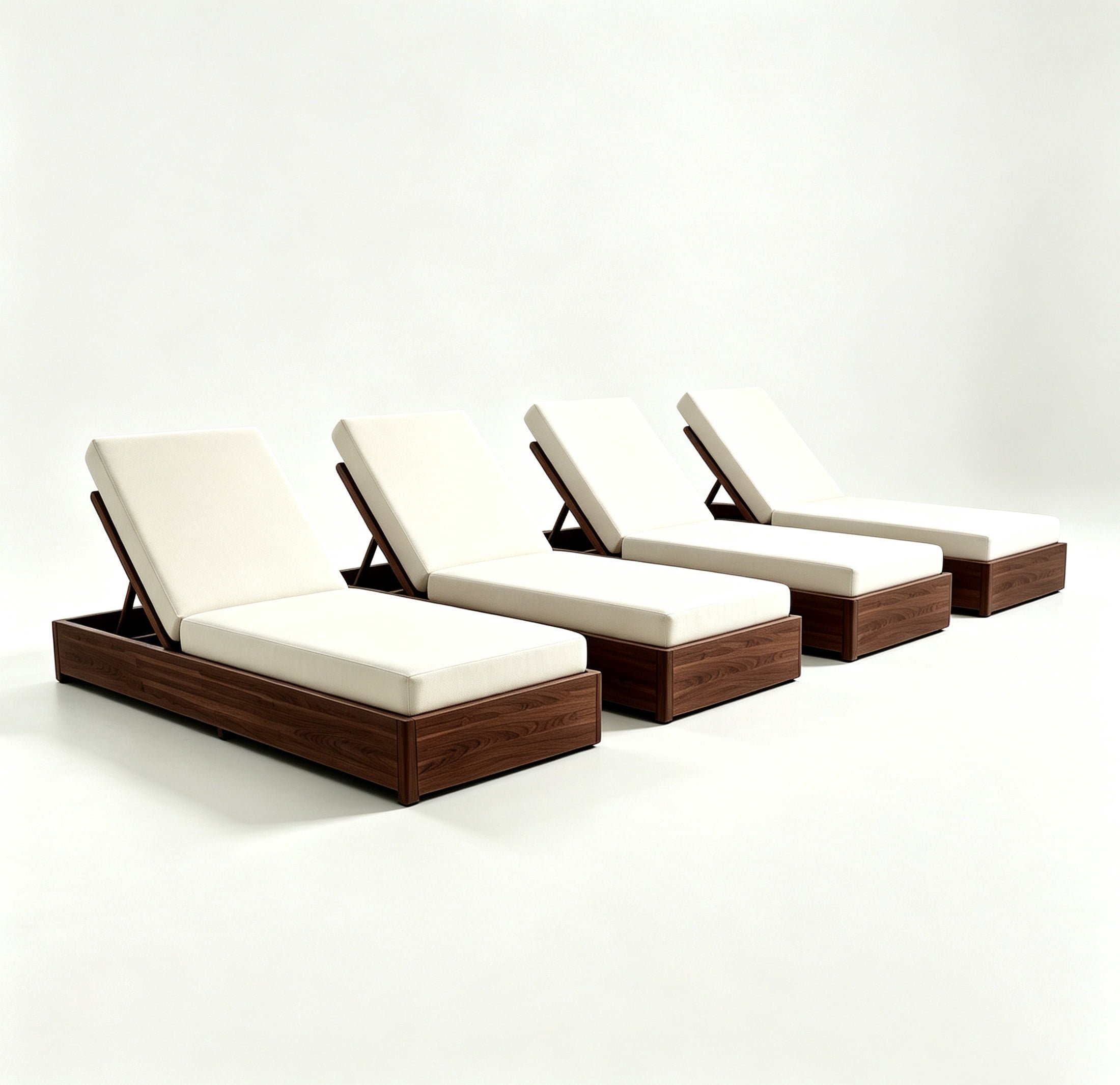 Christopher Knight Home 79" Outdoor Wood Chaise Lounge with Cushion, Adjustable 5-Position, Brown, Set of 4