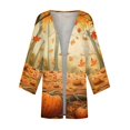 Women's Halloween Long Sleeve Cardigan Knit Sweater Pumpkin Cat Pattern