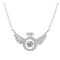 Guodhu Wing Ring Necklace for Women Shiny Simple Diamond Rhinestone Chain Dainty Jewelry Gifts for Mother Her
