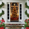 thumbnail image 5 of CuiLiyq Christmas Front Door Decorations Cover, Christmas Fabric Door Cover with Elastic, Front Door Covers with Christmas Tree Print, for Festive Party Home Decoration (72.8" x 35.4"), 5 of 6